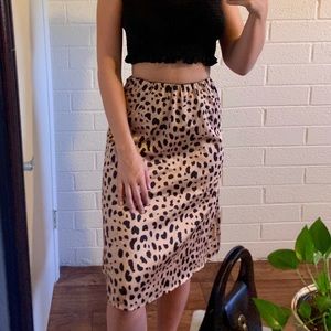 Silky Cheetah Midi Skirt
